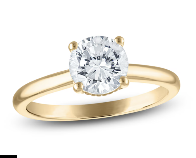 1.5 Carat Lab-Created Round Diamond Solitaire Engagement Ring in 18K Yellow Gold (F/SI2)